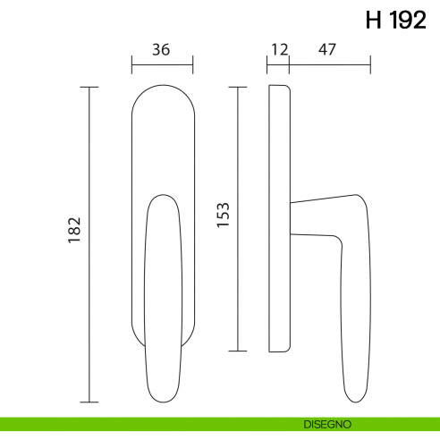 Maniglia per finestra cremonese H 192 Valli collezione Lab disegno
