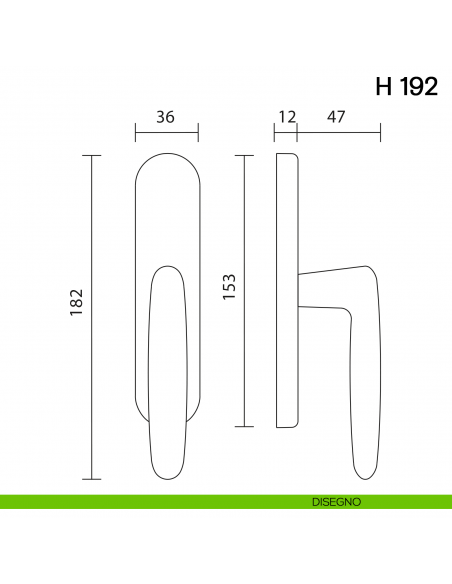 Maniglia per finestra cremonese H 192 Valli collezione Lab disegno