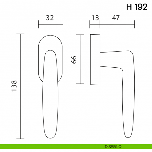 Maniglia per finestra martellina DK H 192 Valli collezione Lab disegno