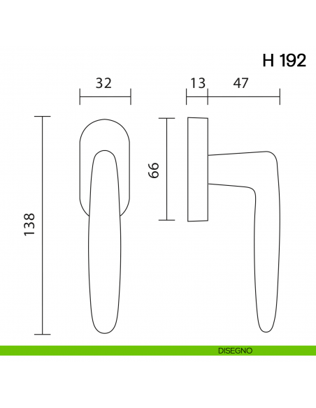 Maniglia per finestra martellina DK H 192 Valli collezione Lab disegno