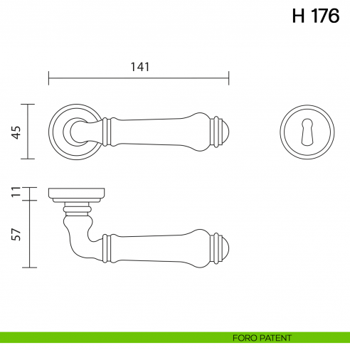 Maniglia per porta H 176 Valli collezione Lab foro patent