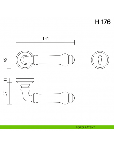 Maniglia per porta H 176 Valli collezione Lab foro patent