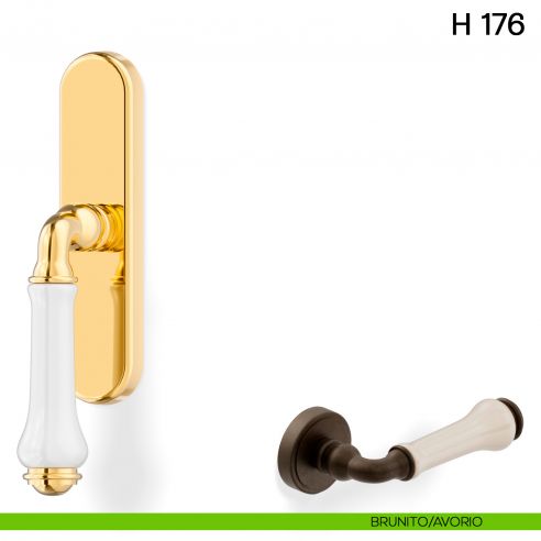 Maniglia per finestra cremonese H 176 Valli collezione Lab brunito - avorio