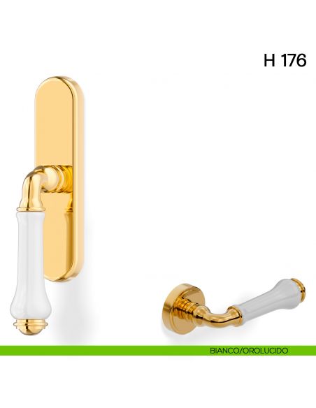 Maniglia per finestra cremonese H 176 Valli collezione Lab bianco - orolucido