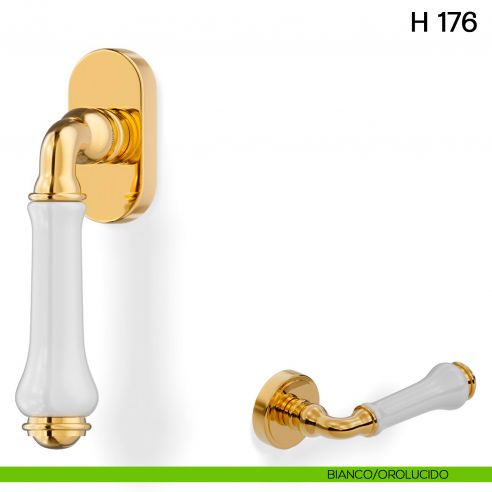 Maniglia per finestra martellina DK H 176 Valli collezione Lab bianco - orolucido