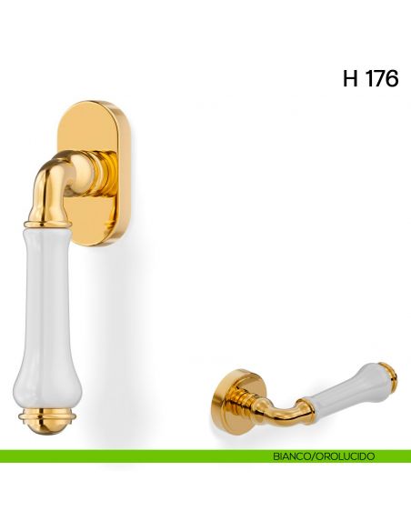 Maniglia per finestra martellina DK H 176 Valli collezione Lab bianco - orolucido