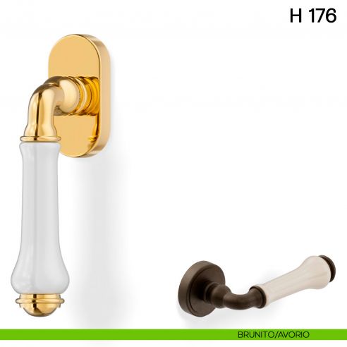 Maniglia per finestra martellina DK H 176 Valli collezione Lab brunito - avorio