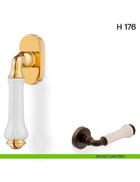 Maniglia per finestra martellina DK H 176 Valli collezione Lab brunito - avorio