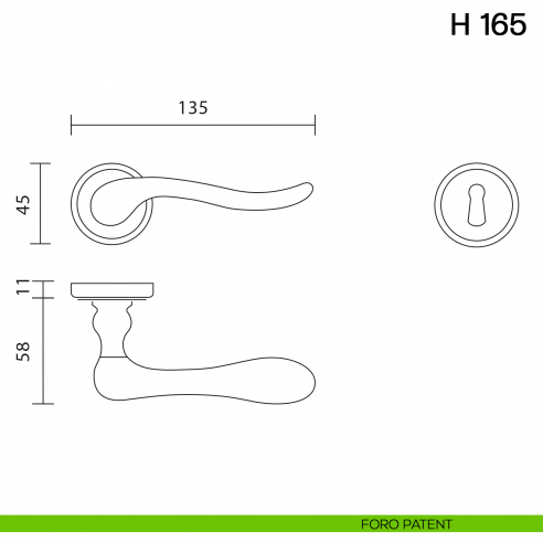 Maniglia per porta H 165 Valli collezione Lab foro patent