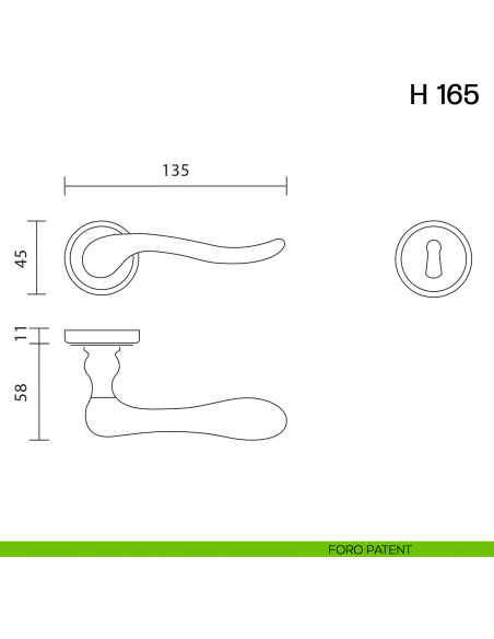Maniglia per porta H 165 Valli collezione Lab foro patent