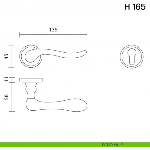 Maniglia per porta H 165 Valli collezione Lab foro yale