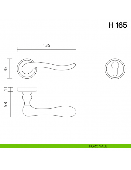 Maniglia per porta H 165 Valli collezione Lab foro yale