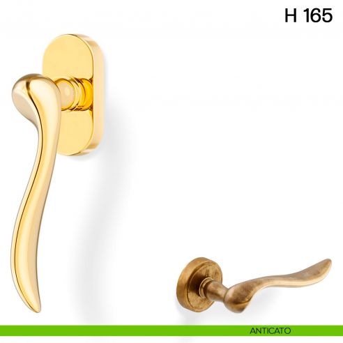 Maniglia per finestra martellina DK H 165 Valli collezione Lab anticato