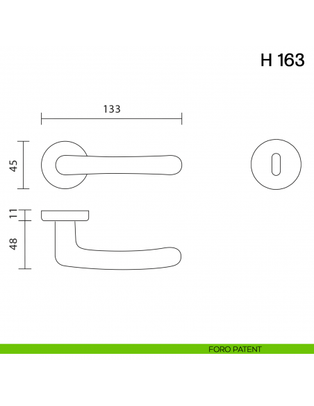 Maniglia per porta H 163 Valli collezione Lab foro patent
