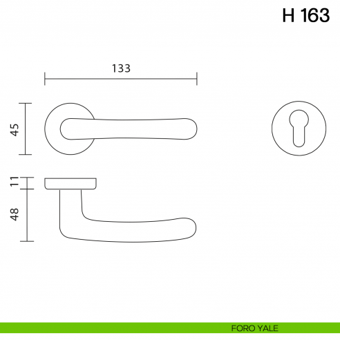 Maniglia per porta H 163 Valli collezione Lab foro yale