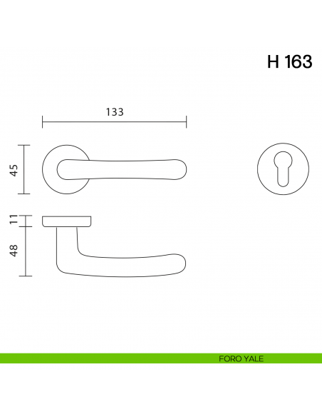 Maniglia per porta H 163 Valli collezione Lab foro yale