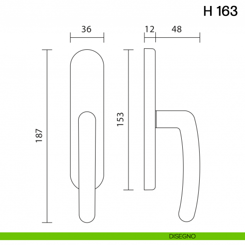 Maniglia per finestra cremonese H 163 Valli collezione Lab disegno