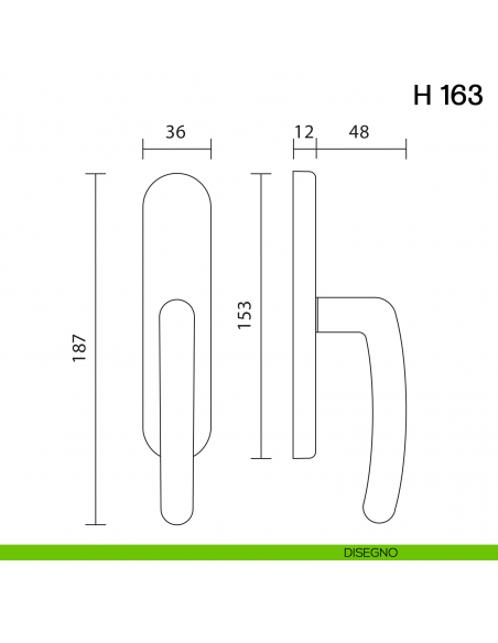 Maniglia per finestra cremonese H 163 Valli collezione Lab disegno