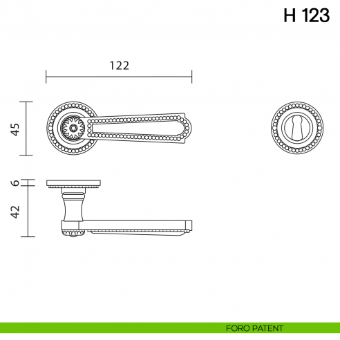 Maniglia per porta H 123 Valli collezione Lab foro patent