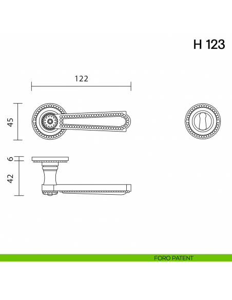 Maniglia per porta H 123 Valli collezione Lab foro patent