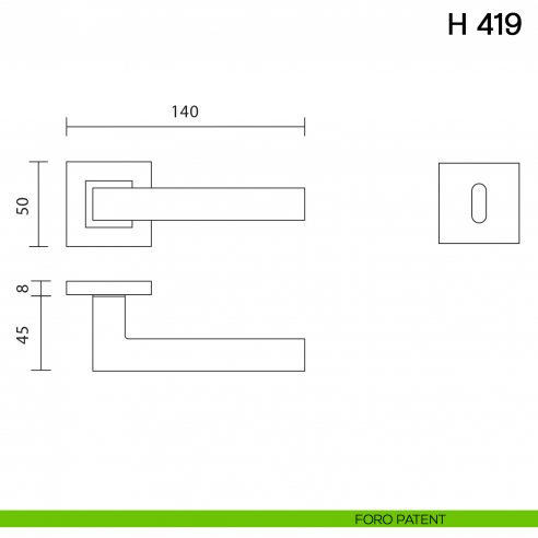 Maniglia per porta H 419 Valli collezione Lab foro patent