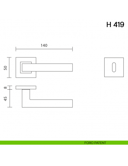 Maniglia per porta H 419 Valli collezione Lab foro patent