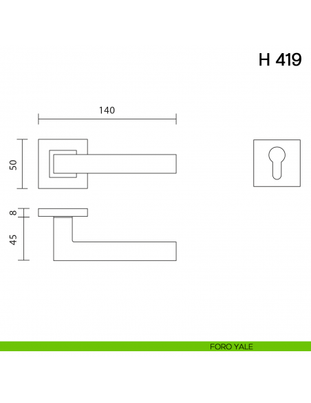 Maniglia per porta H 419 Valli collezione Lab foro yale