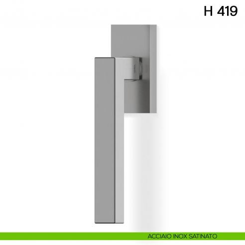 Maniglia per finestra martellina DK H 419 Valli collezione Lab acciaio inox satinato