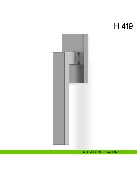 Maniglia per finestra martellina DK H 419 Valli collezione Lab acciaio inox satinato