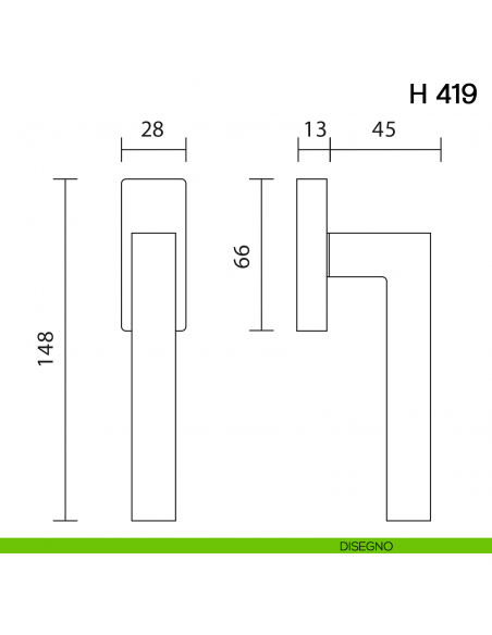 Maniglia per finestra martellina DK H 419 Valli collezione Lab disegno