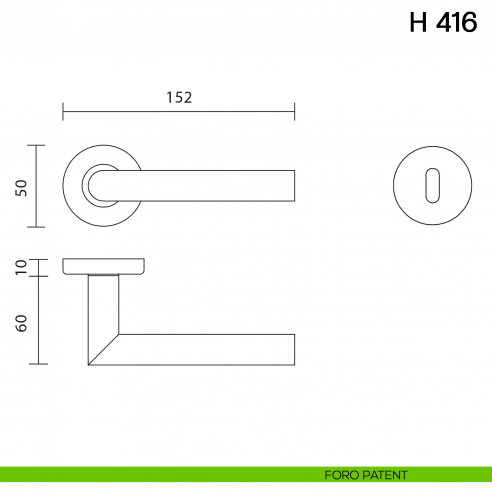 Maniglia per porta H 416 Valli collezione Lab foro patent