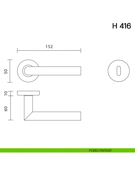 Maniglia per porta H 416 Valli collezione Lab foro patent