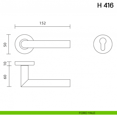 Maniglia per porta H 416 Valli collezione Lab foro yale