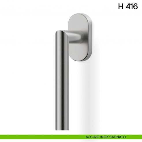 Maniglia per finestra martellina DK H 416 Valli collezione Lab acciaio inox satinato