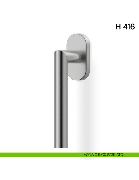 Maniglia per finestra martellina DK H 416 Valli collezione Lab acciaio inox satinato