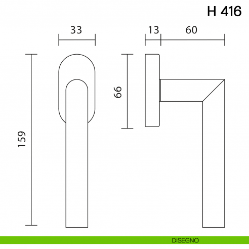 Maniglia per finestra martellina DK H 416 Valli collezione Lab disegno