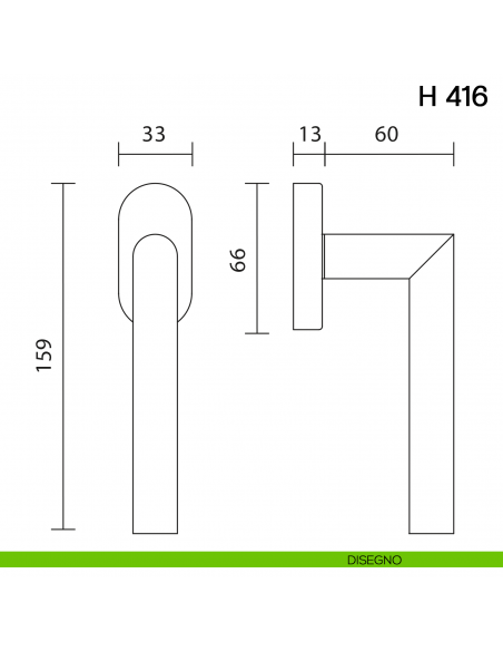 Maniglia per finestra martellina DK H 416 Valli collezione Lab disegno