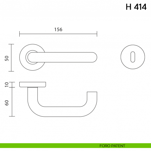 Maniglia per porta H 414 Valli collezione Lab foro patent