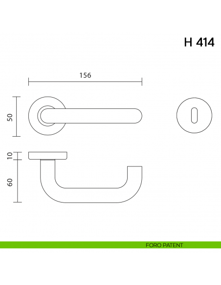 Maniglia per porta H 414 Valli collezione Lab foro patent