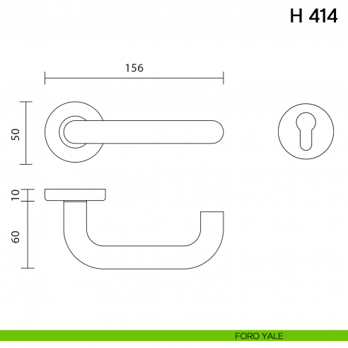Maniglia per porta H 414 Valli collezione Lab foro yale