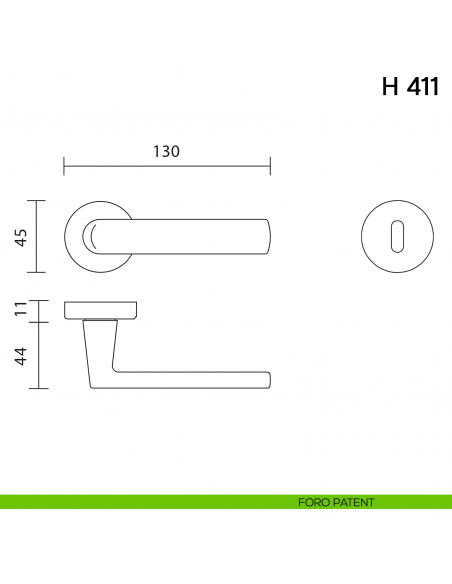 Maniglia per porta H 411 Valli collezione Lab foro patent