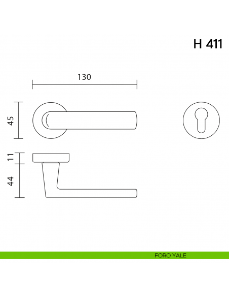 Maniglia per porta H 411 Valli collezione Lab foro yale