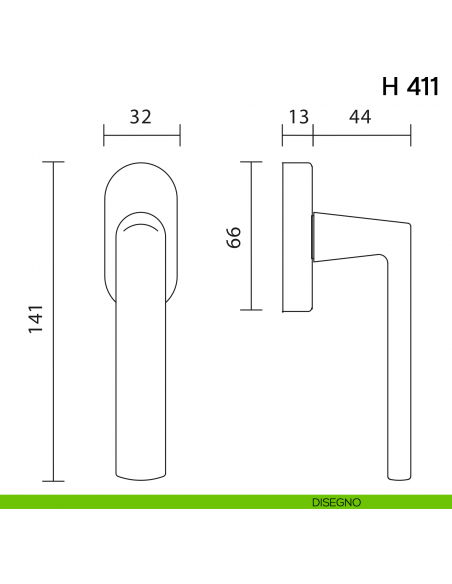 Maniglia per finestra martellina DK H 411 Valli collezione Lab disegno