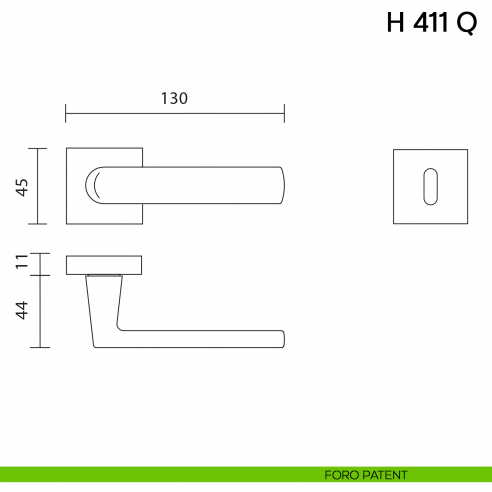 Maniglia per porta H 411 Q Valli collezione Lab foro patent