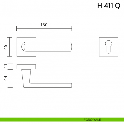Maniglia per porta H 411 Q Valli collezione Lab foro yale