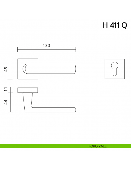 Maniglia per porta H 411 Q Valli collezione Lab foro yale