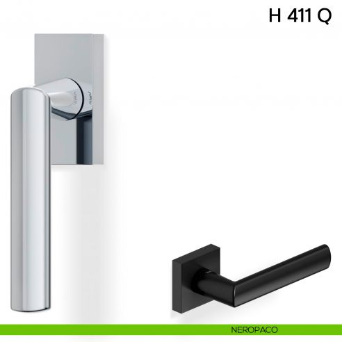 Maniglia per finestra martellina DK H 411 Q Valli collezione Lab neropaco