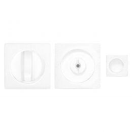 Maniglia per porta scorrevole quadrata con nottolino bianco opaco 2