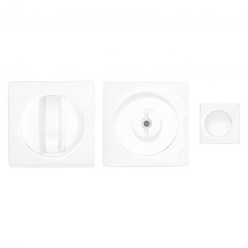 Maniglia per porta scorrevole quadrata con nottolino bianco opaco