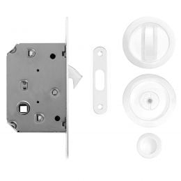 Maniglia per porta scorrevole tonda con nottolino bianco opaco